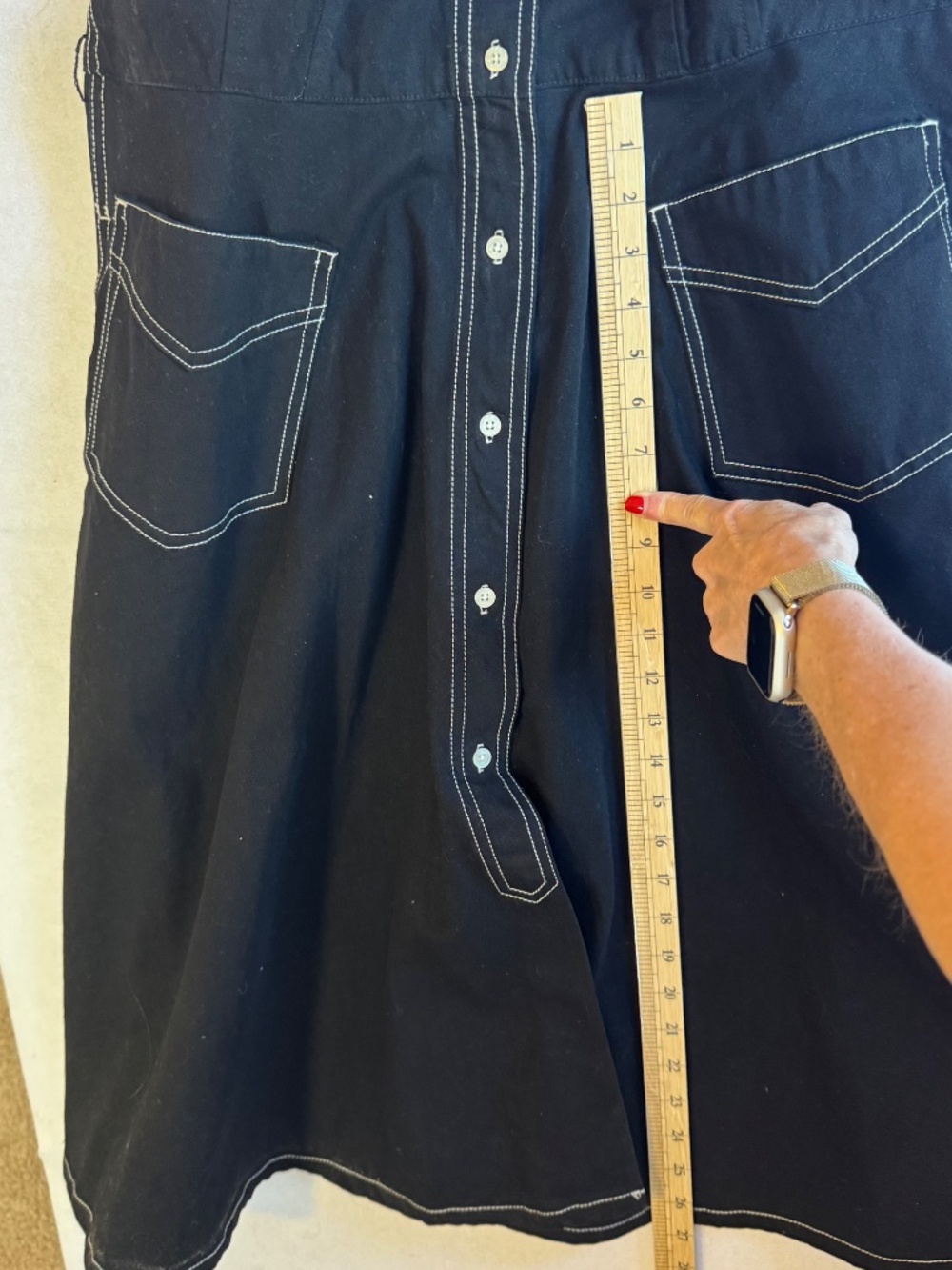 Vintage Ralph Lauren Black Denim Sleeveless Halter Midi Dress with Pockets Sz 16 - Picture 12 of 13